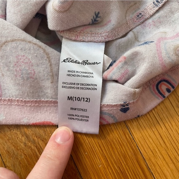 4/$25 Eddie Bauer Pajama Set Girls Medium 10/12 Pink Rainbow Long Sleeve Pants - Picture 9 of 15